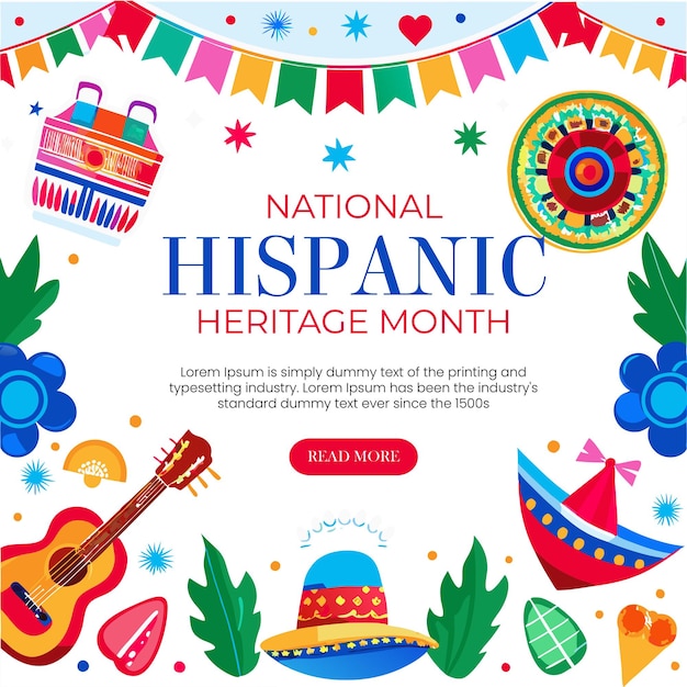 Vector flat national hispanic heritage month background