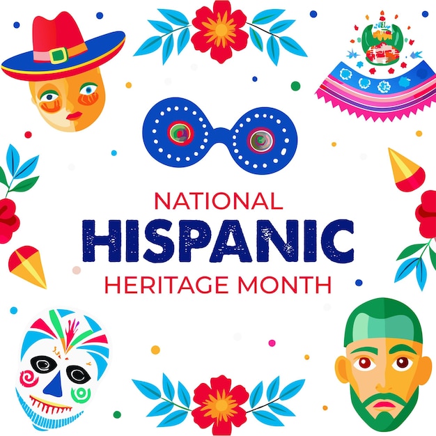 Flat national hispanic heritage month background