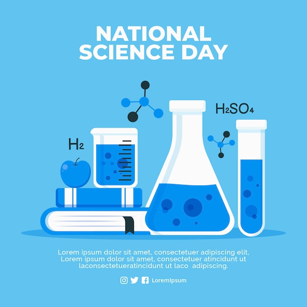 Flat national science day background