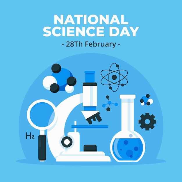 Flat national science day background