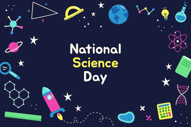 Flat national science day background