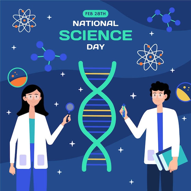 Flat national science day illustration