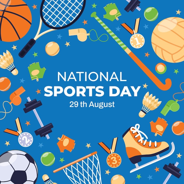 Flat national sports day illustration