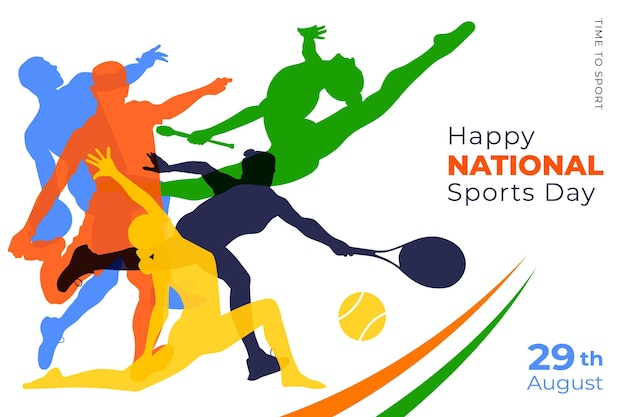 Flat national sports day illustration