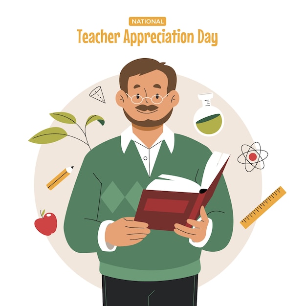 Vector flat national teacher appreciation day illustration