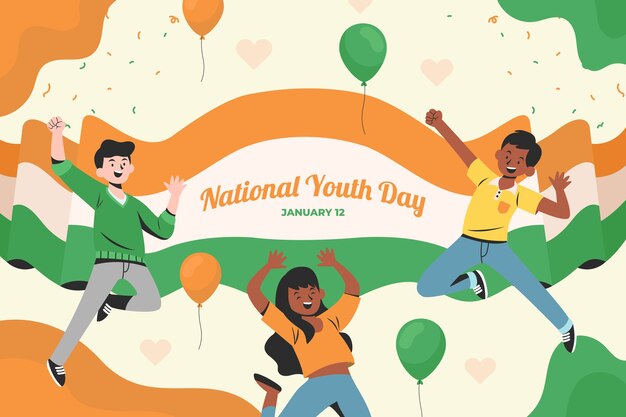 Vector flat national youth day background