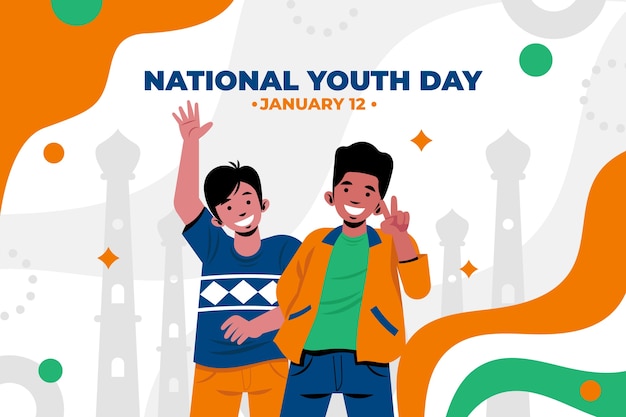 Vector flat national youth day background