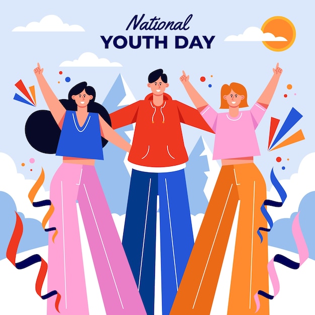 Flat national youth day illustration