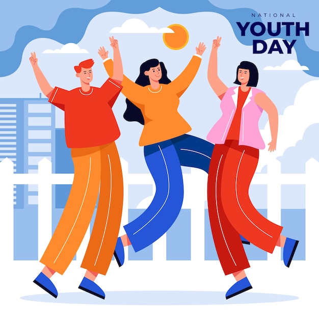 Flat national youth day illustration