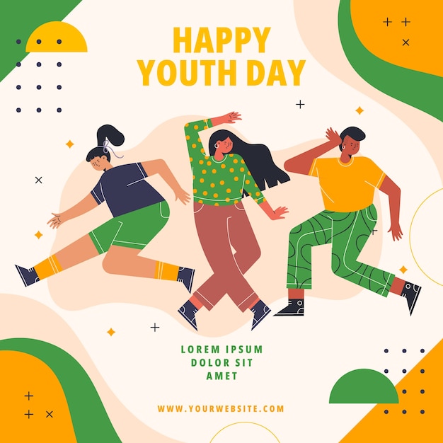 Flat national youth day illustration