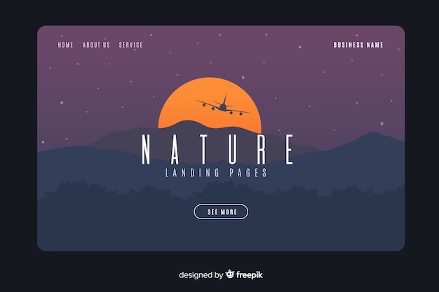 Flat nature landing page template