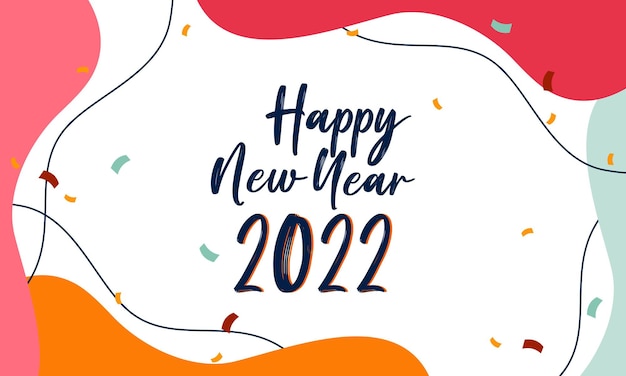 Flat new year 2022 greeting card template