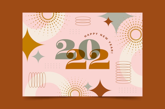 Flat new year greeting card template