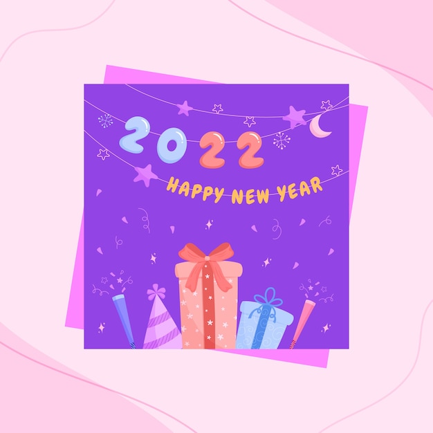 Flat new year greeting card template