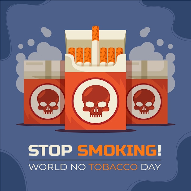 Flat no tobacco day illustration