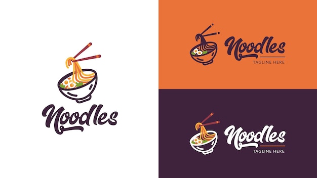 Flat noodle logo design noodle and bowl vector