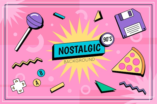 Flat nostalgic 90's background