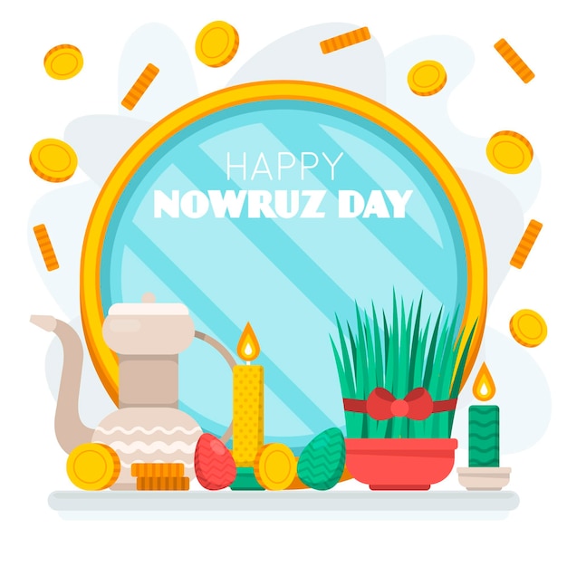 Flat nowruz elements illustrated