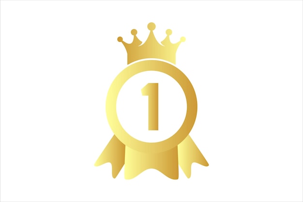 Flat number first one winner achievement champion award label logo template design illustration