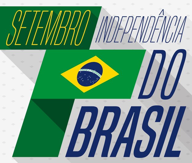 Flat number seven Brazil flag and date to celebrate Brazilian Independence Day written in Portuguese