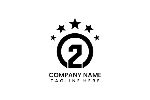 Flat number two winner achievement logo template