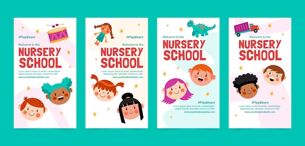 Flat nursery school instagram stories collection