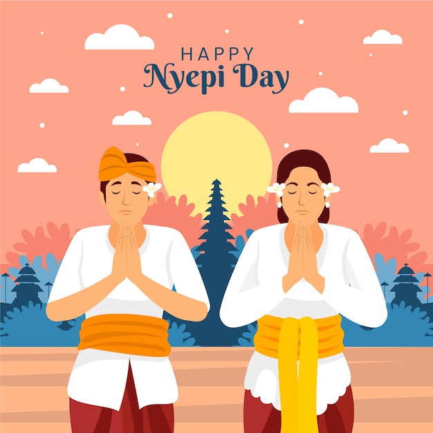 Flat nyepi illustration