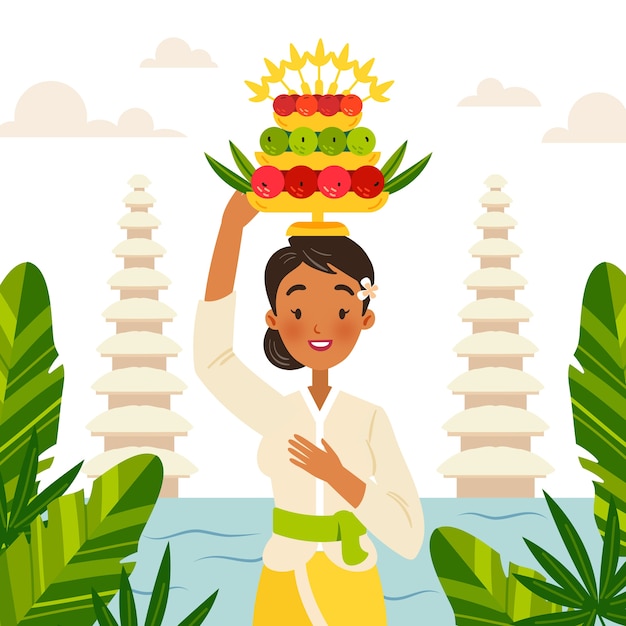 Vector flat nyepi illustration