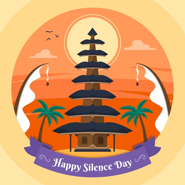 Flat nyepi illustration