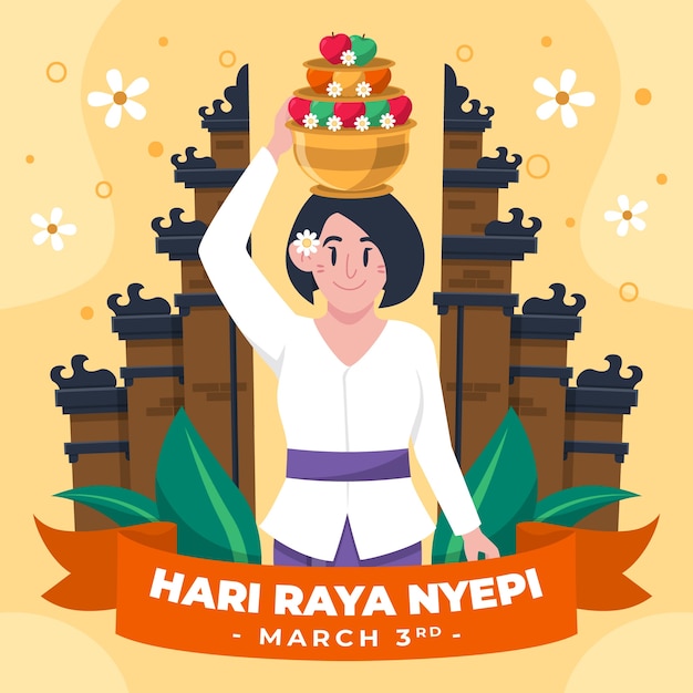 Flat nyepi illustration