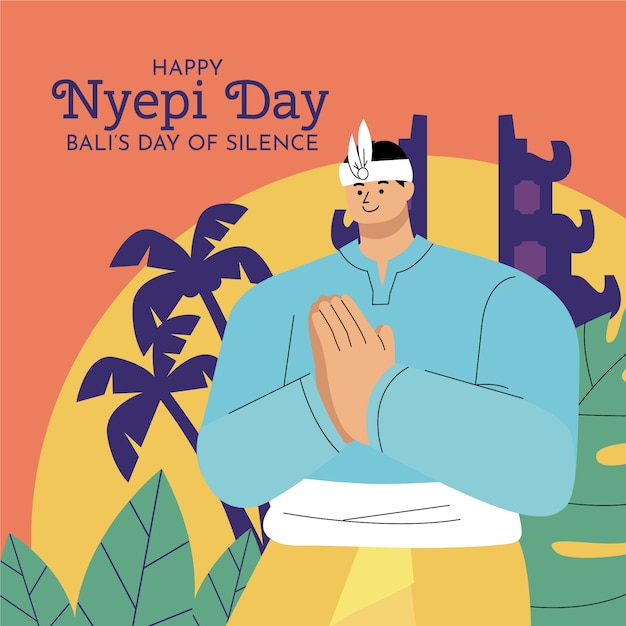 Flat nyepi illustration