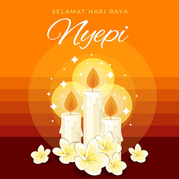 Flat nyepi illustration