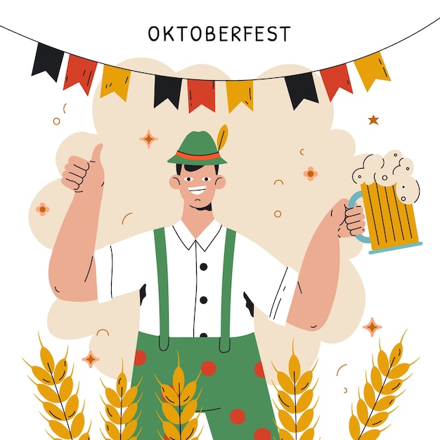 Flat oktoberfest celebration illustration