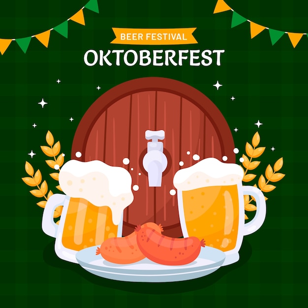 Flat oktoberfest celebration illustration