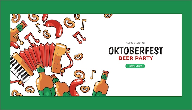 Flat oktoberfest horizontal banner template