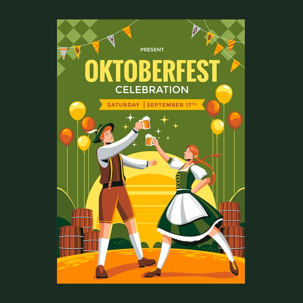 Flat oktoberfest poster template