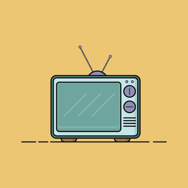 Flat Old Television Illustration