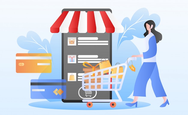 Flat online shopping illustration