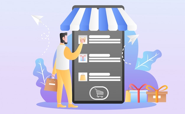 Flat online shopping illustration