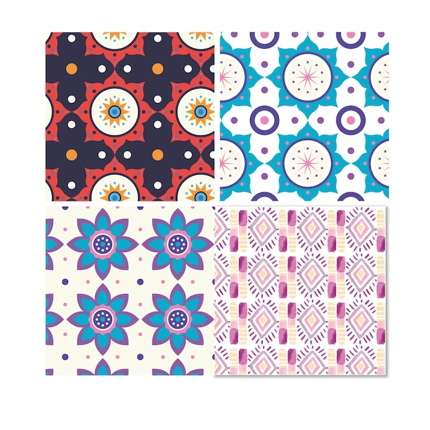 Flat ornamental arabic pattern collection