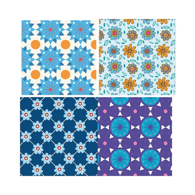 Vector flat ornamental arabic pattern collection