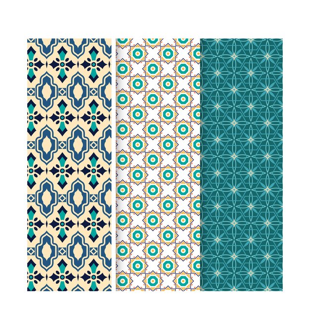 Vector flat ornamental arabic pattern collection