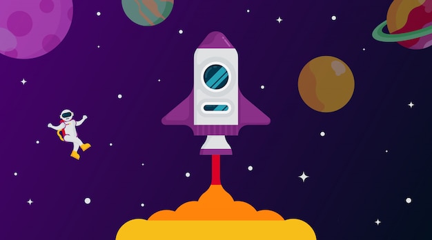 Flat outer space background illustration  