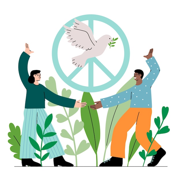 Vector flat peace day illustration