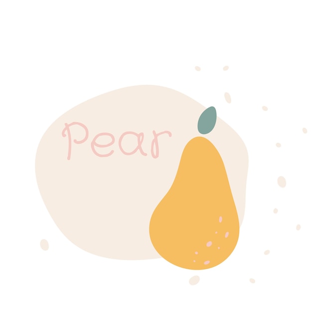 Flat pear hand drawn vector illustration Ripe fruit juicy organic food abstract drawing isolated