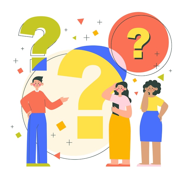 Flat people asking questions illustration