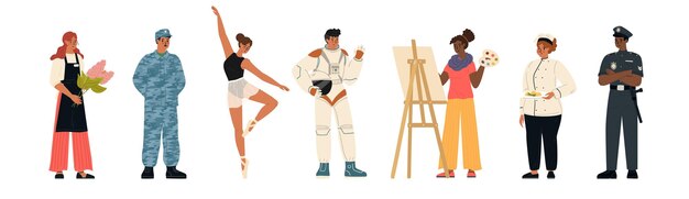 Vector flat people characters with various job occupation and hobbies