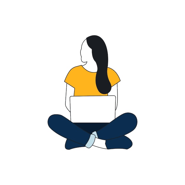 Flat people characters work at home design illustration