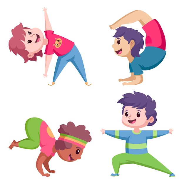 Flat people doing yoga