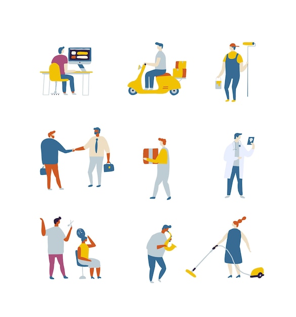 Flat people vector set Occupations professions